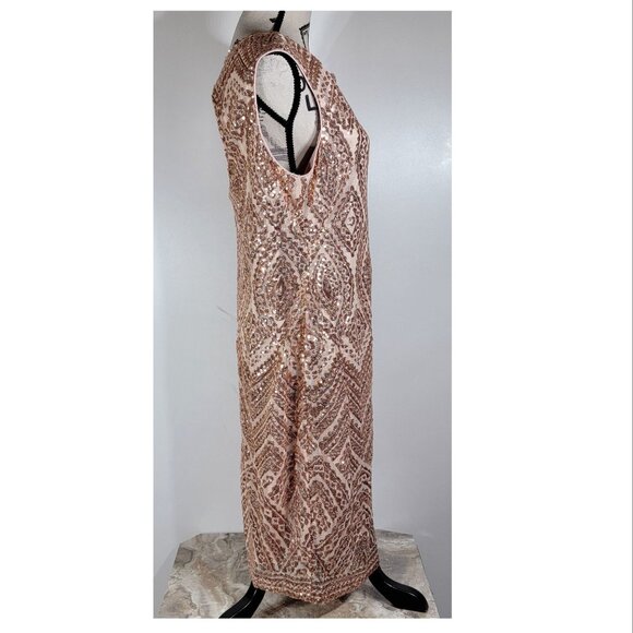 Vince Camuto Sequin Sleeveless Shift Dress, Rose Gold, Womens Size 16 - Picture 5 of 8